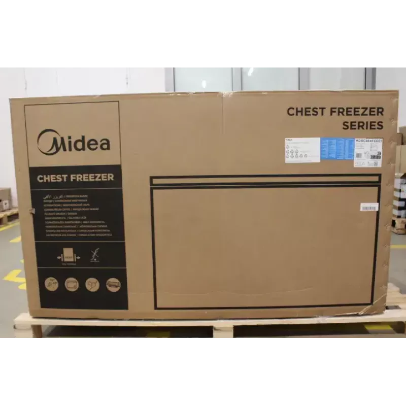Vriezer Midea MDRC564FEE01 — 418 L netto, energieklasse E, 82,5 cm hoogte, 3 manden, wit