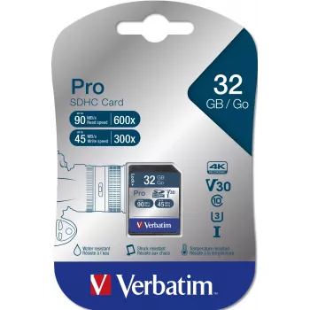 Flashgeheugen Verbatim Pro 32 GB SDHC UHS klasse 10