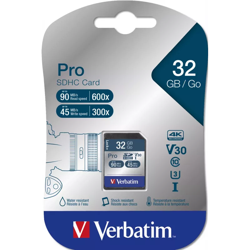 Flashgeheugen Verbatim Pro 32 GB SDHC UHS klasse 10