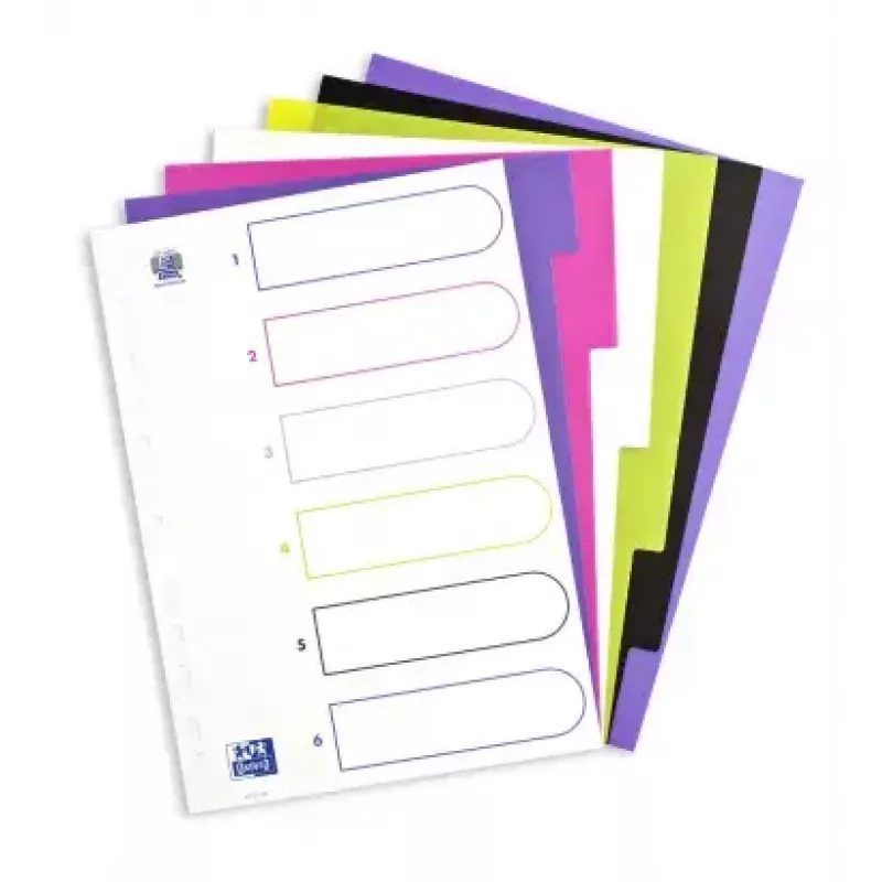 Tabblad Elba Oxford 400005445 — A4 polypropyleen (PP), gesorteerde kleuren, 6 stuks, 227×300 mm