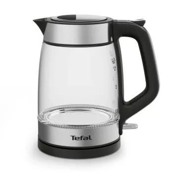 Tefal glazen waterkoker KI605830 elektrische waterkoker 1,7 L 2200 W zwart, zilver, transparant