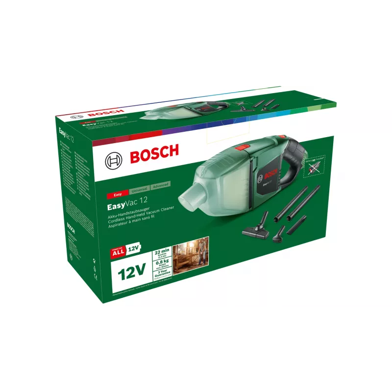 Bosch EasyVac 12 2-in-1 accustofzuiger droog zakloos groen