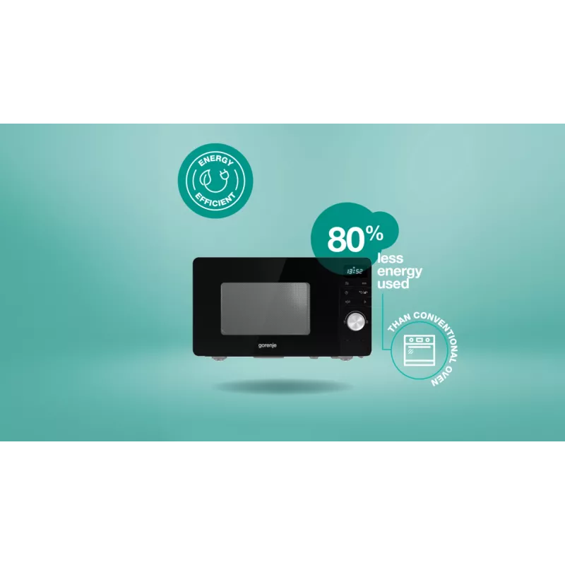 Gorenje magnetron MO20A3B, werkblad, solo-magnetron, 20 l, 800 W, ingebouwd display, LED