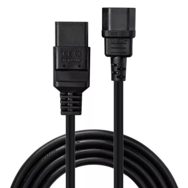 Lindy 1m C14 naar C19 stroomkabelverlenging, zwart, 1 m, IEC C14, IEC C19, 250 V