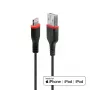 Lindy 1m versterkte USB Type-A naar Lightning kabel, 1 m, Lightning, USB A, stekker, stekker, zwart