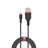 Lindy 1m versterkte USB Type-A naar Lightning kabel, 1 m, Lightning, USB A, stekker, stekker, zwart