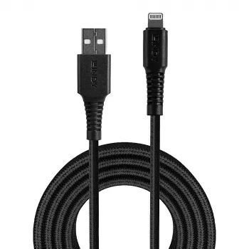 Lindy 3m versterkte USB Type-A naar Lightning laad- en sync-kabel
