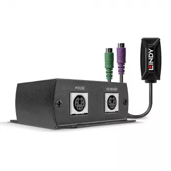 Lindy 100m PS/2 KM Cat.5e/6 extender, zender & ontvanger, bekabeld, 100 m, Cat5e, Cat6, zwart, CE, FCC, RoHS & REACH, CP65