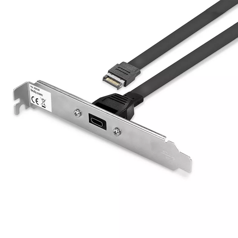 Lindy single port USB 3.1 Gen 2 Type-C backplate, 0,45 m, USB A, stekker, stekker, 0 - 65 °C, 0 - 70 °C