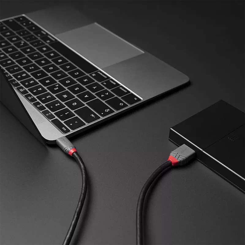 Lindy 1m USB 3.2 Type-C naar Micro-B kabel, Anthra Line, 1 m, USB C, Micro-USB B, USB 3.2 Gen 1 (3.1 Gen 1), zwart