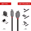 Lindy 2m USB 3.2 Type-C naar Micro-B kabel, Anthra Line, 2 m, USB C, Micro-USB B, USB 3.2 Gen 1 (3.1 Gen 1), zwart