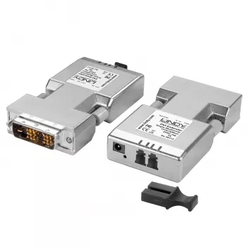 Lindy 1500m glasvezel DVI-D Single Link extender, DVI, DVI-D, 1920 x 1200 pixel, zilver, 1500 m, 40 x 70 x 15 mm