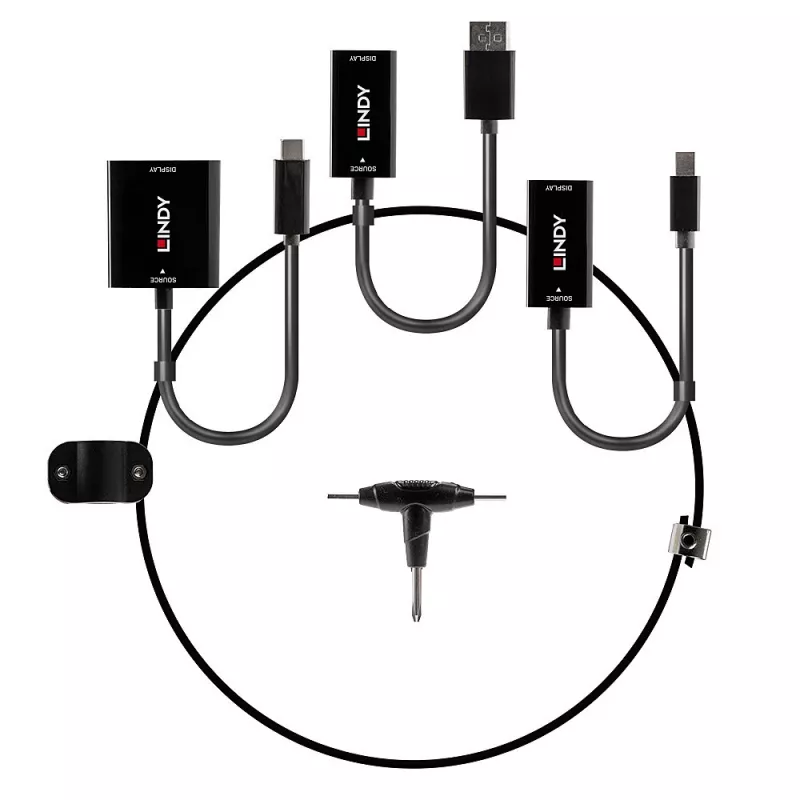 Lindy USB Type-C-, mDP- en DisplayPort-naar-HDMI-18G converter-houder