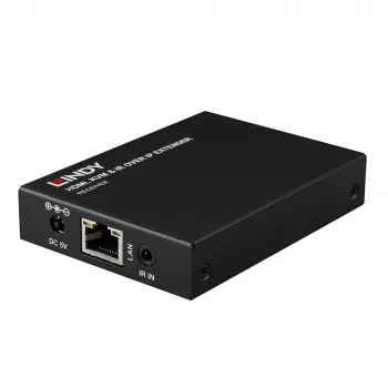 Lindy HDMI, KVM en IR over IP extender, receiver, transmitter en receiver, bedraad, 150 m, Cat5e, Cat6, zwart, metaal
