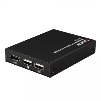 Lindy HDMI, KVM en IR over IP extender, receiver, transmitter en receiver, bedraad, 150 m, Cat5e, Cat6, zwart, metaal