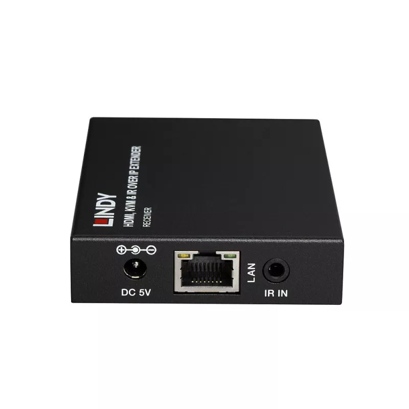 Lindy HDMI, KVM en IR over IP extender, receiver, transmitter en receiver, bedraad, 150 m, Cat5e, Cat6, zwart, metaal