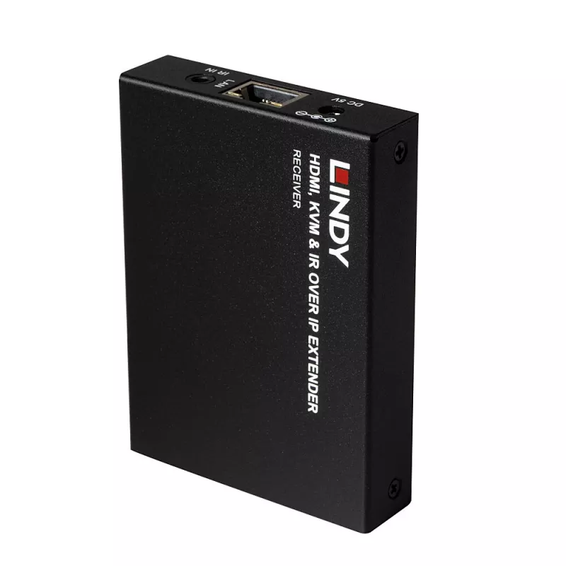 Lindy HDMI, KVM en IR over IP extender, receiver, transmitter en receiver, bedraad, 150 m, Cat5e, Cat6, zwart, metaal