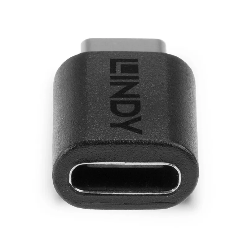 Lindy USB 3.2 Type-C-naar-C adapter, USB 3.2 Type-C, USB 3.2 Type-C, zwart