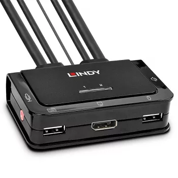 Lindy 2-poorts DisplayPort 1.2, USB 2.0 en audio kabel-KVM-switch
