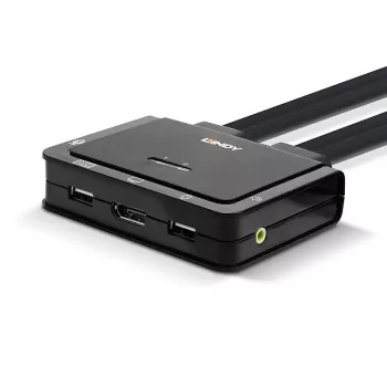 Lindy 2-poorts DisplayPort 1.2, USB 2.0 en audio kabel-KVM-switch