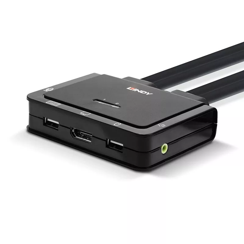 Lindy 2-poorts DisplayPort 1.2, USB 2.0 en audio kabel-KVM-switch