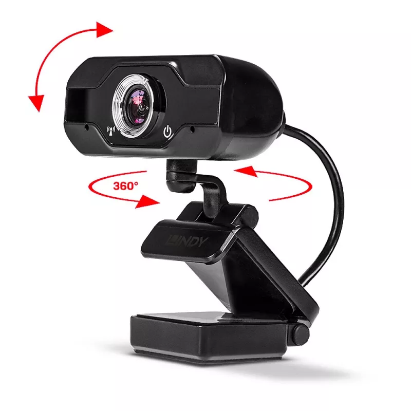 Lindy Full HD 1080p webcam met microfoon, 1920 x 1080 pixel, Full HD, 30 fps, handmatig, automatisch, 110°