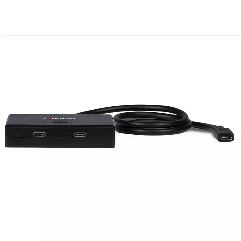 Lindy 2-poorts USB 3.2 Gen 2 Type-C bidirectionele switch, USB 3.2 Gen 1 (3.1 Gen 1) Type-C, USB 3.2 Gen 1 (3.1 Gen 1) Type-C, 5000 Mbit/s, zwart, 0,6 m, 85 mm