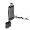 Lindy USB 3.2 Type-C en A SD-/microSD-kaartlezer, MiniSD, SD, zwart, grijs, 5000 Mbit/s, USB 3.2 Gen 1 (3.1 Gen 1) Type-A/Type-C, 78,5 mm, 22,5 mm