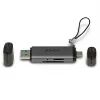 Lindy USB 3.2 Type-C en A SD-/microSD-kaartlezer, MiniSD, SD, zwart, grijs, 5000 Mbit/s, USB 3.2 Gen 1 (3.1 Gen 1) Type-A/Type-C, 78,5 mm, 22,5 mm