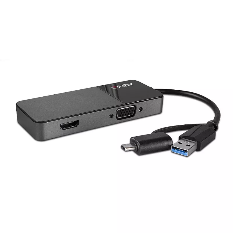 Lindy 43354 laptopdockingstation/USB-poortreplicator USB 3.2 Gen 1 (3.1 Gen 1) Type-A + Type-C zwart