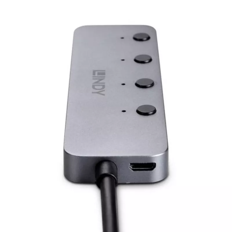 Lindy 4-poorts USB 3.2 Type-C hub met aan-/uitknoppen