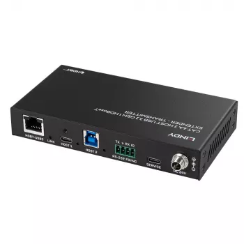 Lindy 100m Cat.6A 2 host USB 3.2 Gen 1 HDBaseT extender, netwerkzender & -ontvanger, 100 m, 480 Mbit/s, Cat6a, VS6320, fosforbrons