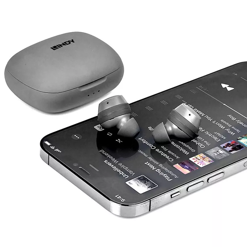 Lindy LE400W Headset Draadloos In-ear Muziek/Dagelijks USB Type-C Bluetooth grijs