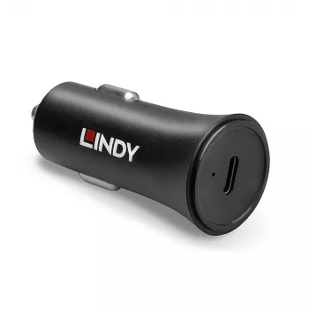 Lindy Single Port USB Type-C PD Autolader, 27 W, auto, sigarettenaansteker, 12 V, 3 A, zwart