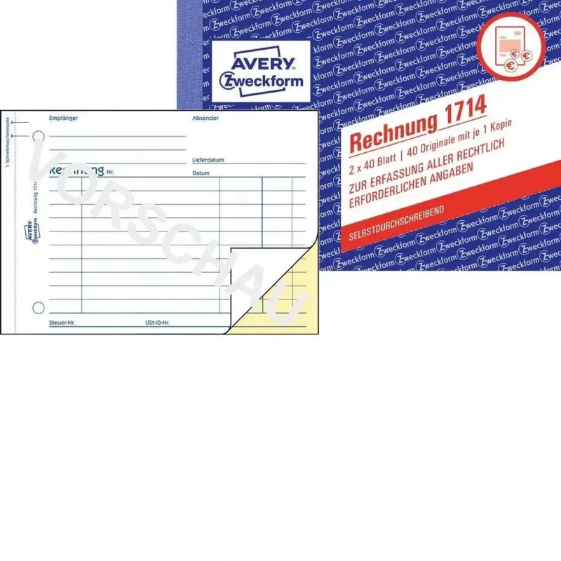 Boekhoudformulier/-boek AVERY 1714 A6 40 pagina's