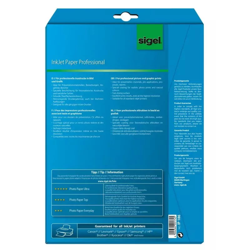 Printerpapier A4 Sigel IP186 mat 25 vel wit
