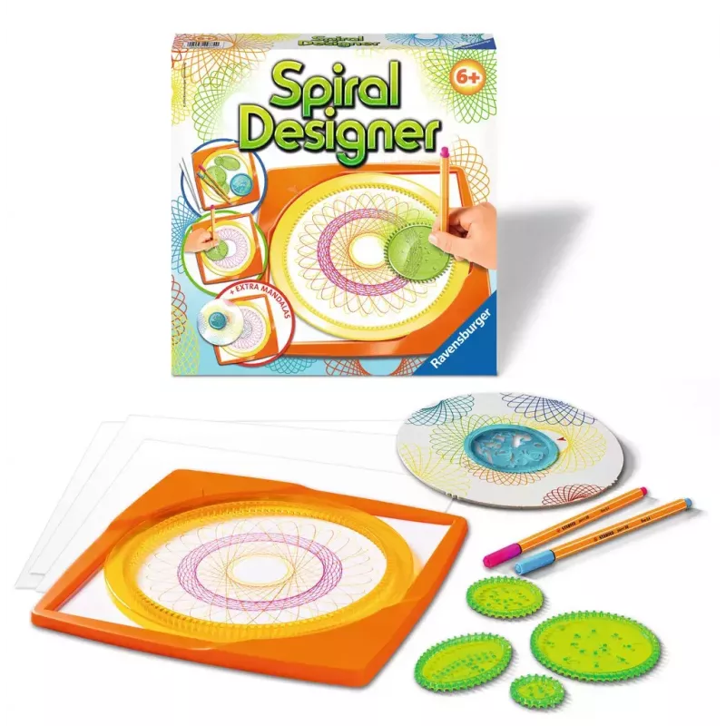 Kinder-Spirograph Ravensburger 297740 met sjabloon en 2 pennen, meerkleurig, voor kinderen vanaf 6 jaar