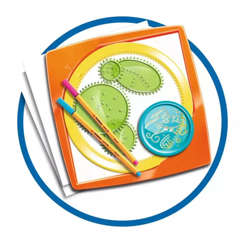 Kinder-Spirograph Ravensburger 297740 met sjabloon en 2 pennen, meerkleurig, voor kinderen vanaf 6 jaar