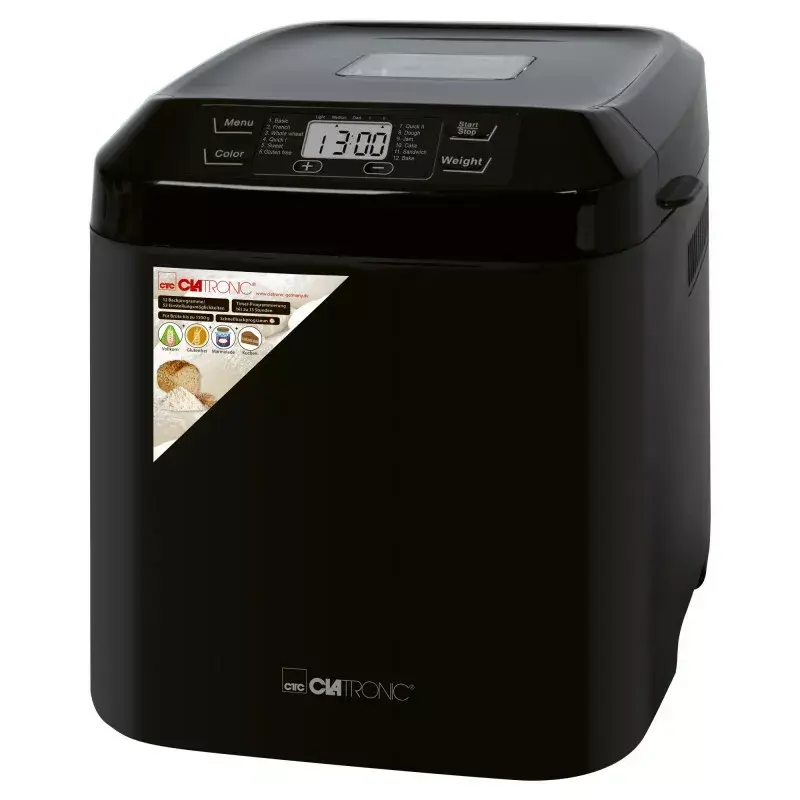 Broodmachine CLATRONIC BBA 3774 550W – 3-L bakvorm, tot 1,5 kg brood, 12 programma's, LCD-timer