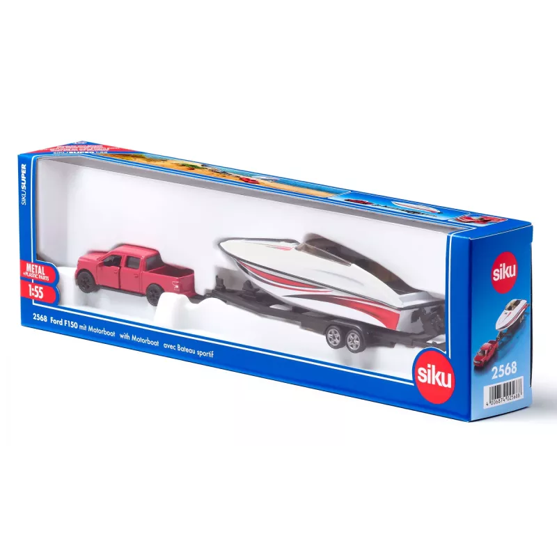 Siku Ford F150 met motorboot automodelbouwset voorgemonteerd 1:50
