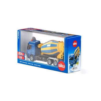Speelgoedvrachtwagen mixer Siku schaal 1:50, rood-wit model, spuitgietconstructie