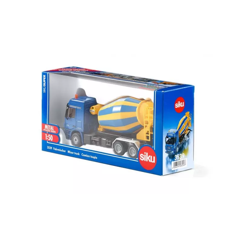 Speelgoedvrachtwagen mixer Siku schaal 1:50, rood-wit model, spuitgietconstructie