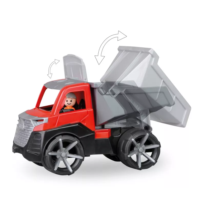 Kiepwagen Lena TRUXX 29cm rubber staal grijs rood