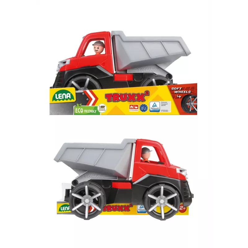 Kiepwagen Lena TRUXX 29cm rubber staal grijs rood