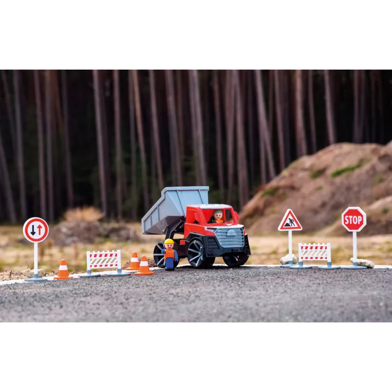 Kiepwagen Lena TRUXX 29cm rubber staal grijs rood