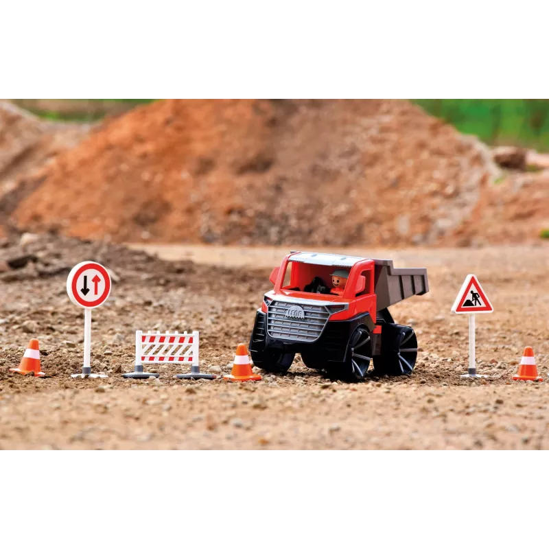 Kiepwagen Lena TRUXX 29cm rubber staal grijs rood