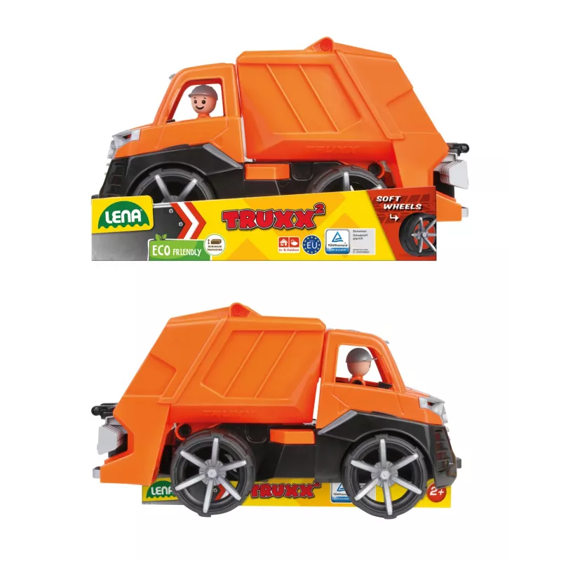 Vuilniswagen Lena TRUXX SM04534 rubber staal oranje 2+ jaar