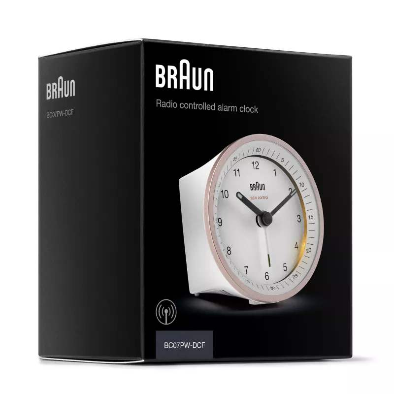 Braun BC07 quartzwekker roze, wit