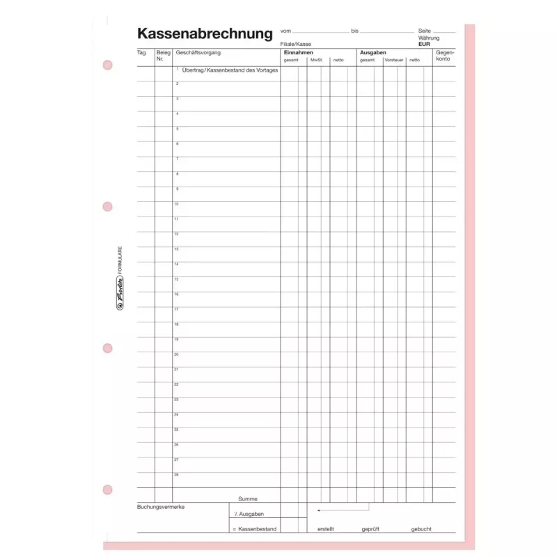 Boekhoudformulierboek Herlitz 882415 A4 100 pagina's