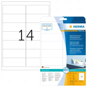 Herbruikbare adresetiketten HERMA 99,1x38,1 mm wit 350 stuks